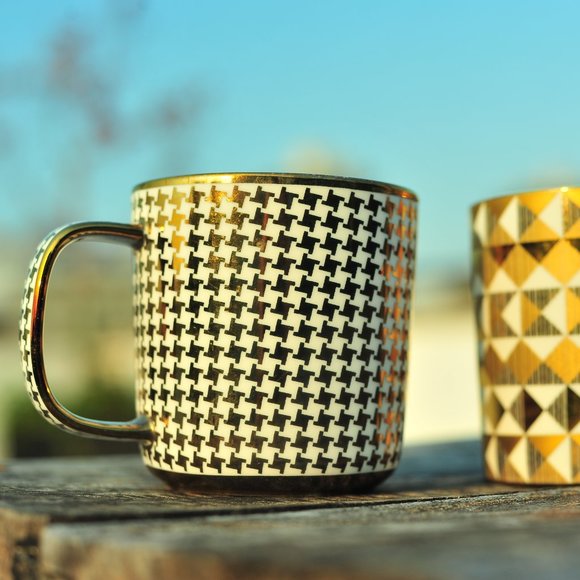 Anthro Gold Glassware Coffee Tea Mug Limited Edition Sold Out Everywhere! - Picture 3 of 14